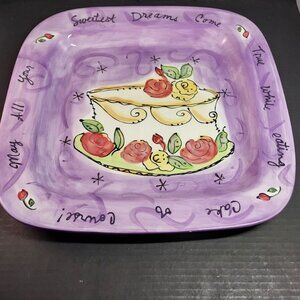 Julia Junkin Certified International Cake Plate – Hand-Painted Roses & Quote